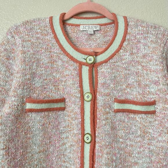 J. Crew Cardigan Womens Small Orange Pink Marled Sweater Lady Jacket Academia - Picture 4 of 11
